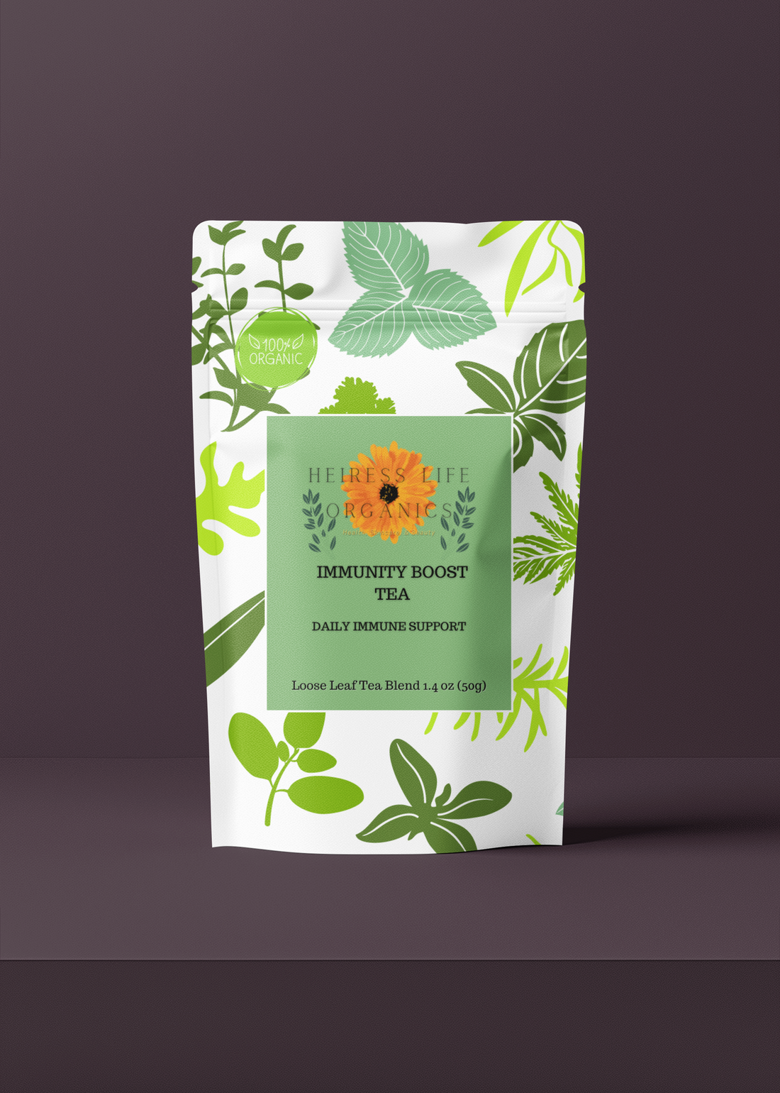 The Heiress Life Organics logo with the tagline 'Nature's Wisdom, Brewed for You.